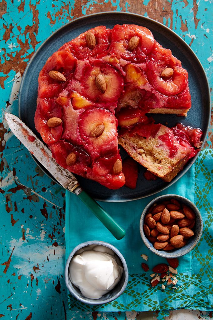 upside-down-plum,-peach-&-almond-cake